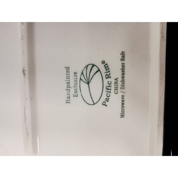 Vintage Pacific Rim Black Floral Rectangular Porcelain Large Serving Platter - Picture 3 of 6